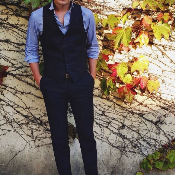 Three-Piece Navy Pinstripe Suit - Picture 6 of 7